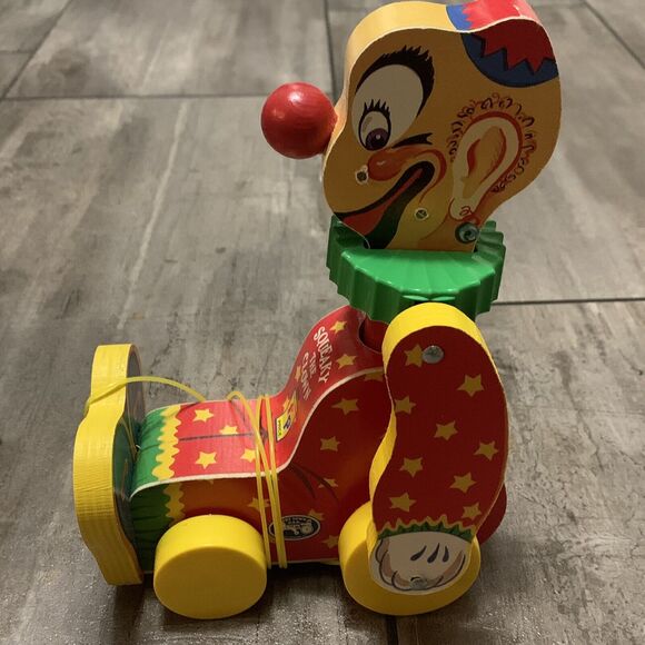 Fisher Price Squeaky The Clown Pull Toy 1995 Limited Edition - Picture 1 of 11